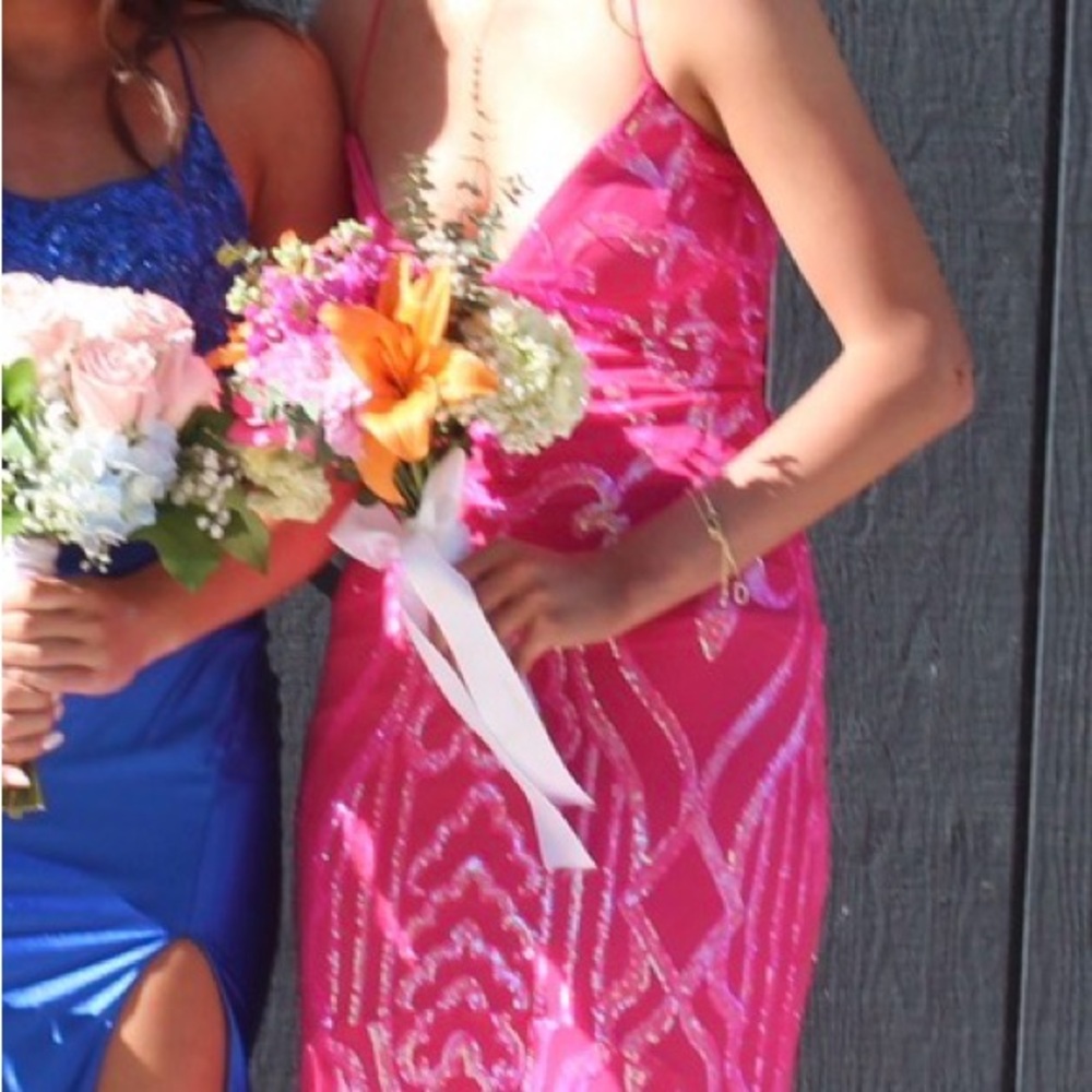 Lulu's Vibrant Pink Sequin Gown